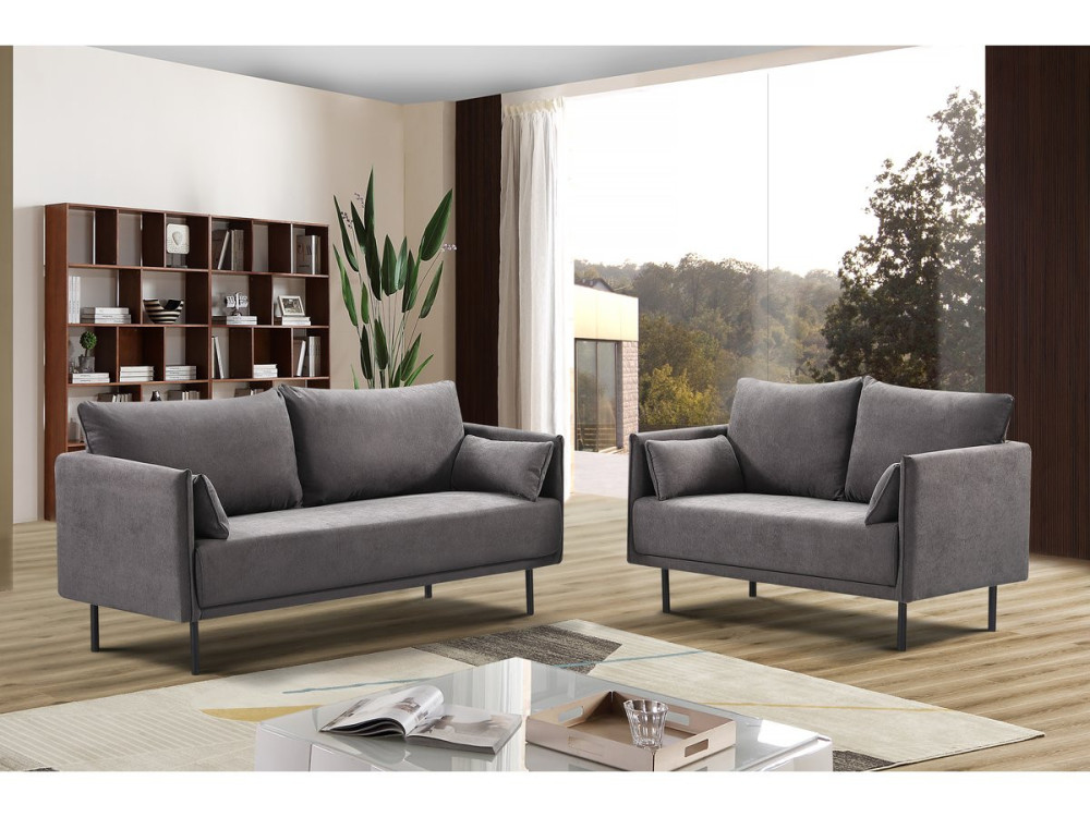 Rudy" fabric sofa - 180.5 x 78 x 52 cm - 3 seater - Dark grey