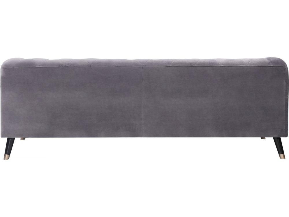 Canapé fixe en velours "Gloria" - 216 x 86 x 76 cm - 3 places - Gray