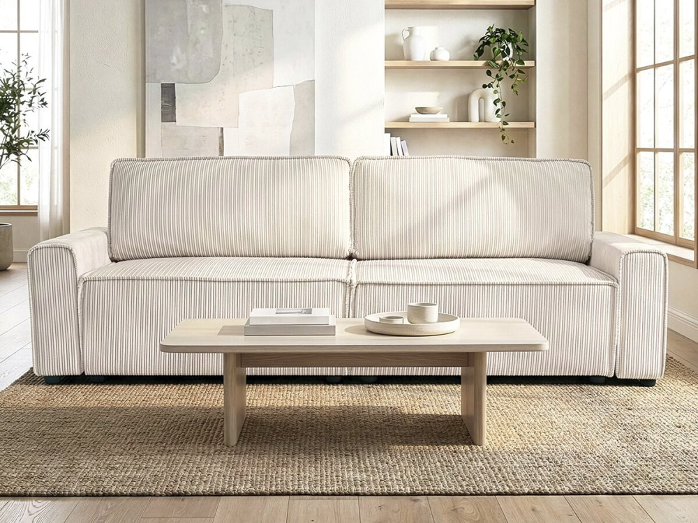 Montaigne corduroy convertible sofa - 3 seats - Beige