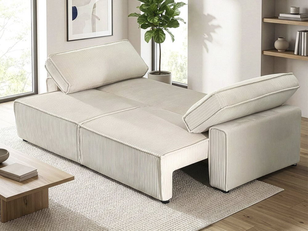 Montaigne corduroy convertible sofa - 3 seats - Beige