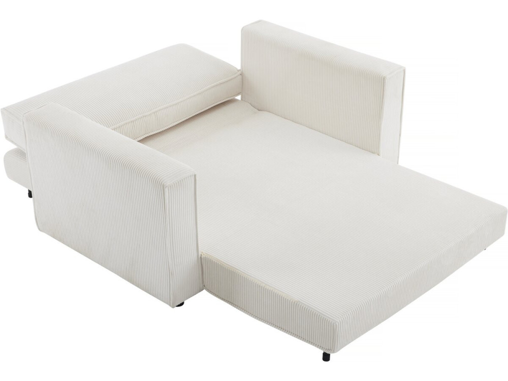 Grenelle straight convertible corduroy sofa - 2 seats - Beige