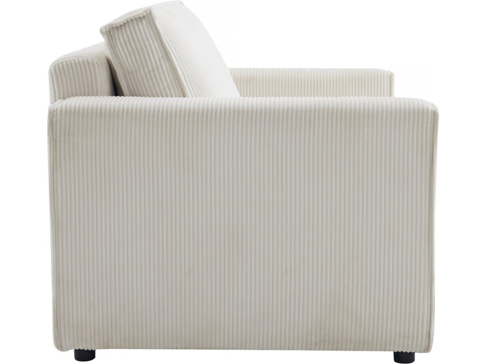 Grenelle straight convertible corduroy sofa - 2 seats - Beige