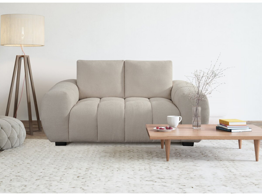 Chenille fabric sofa "Cambon" - 2 seater - Beige