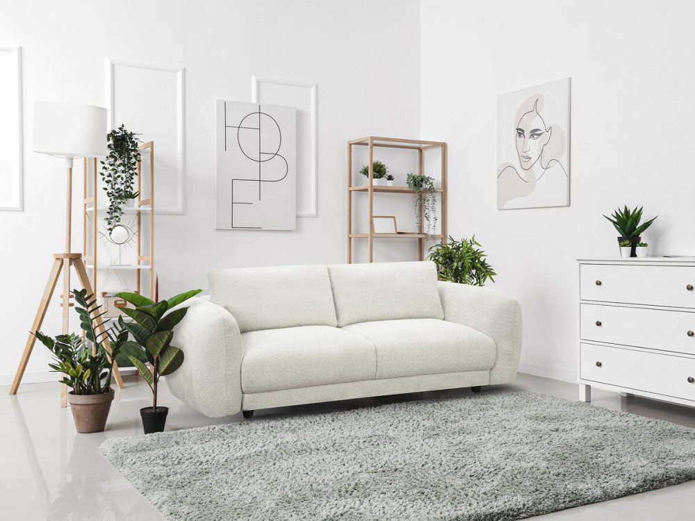 Saint Germain S" straight sofa in chenille fabric - 3 seater - Beige