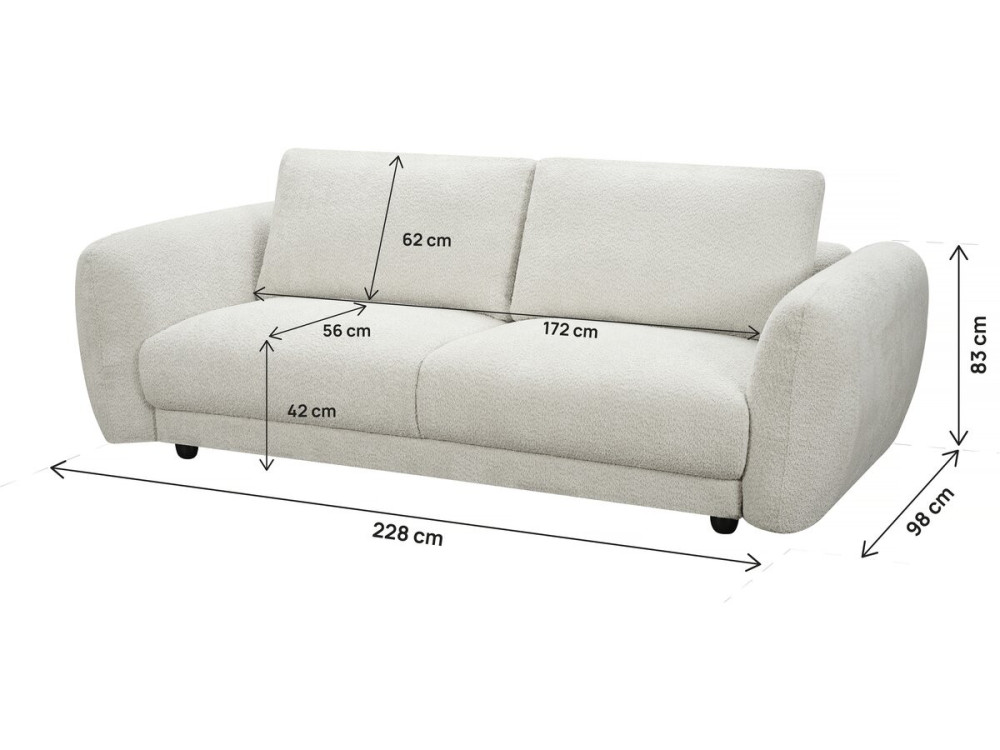 Saint Germain S" straight sofa in chenille fabric - 3 seater - Beige
