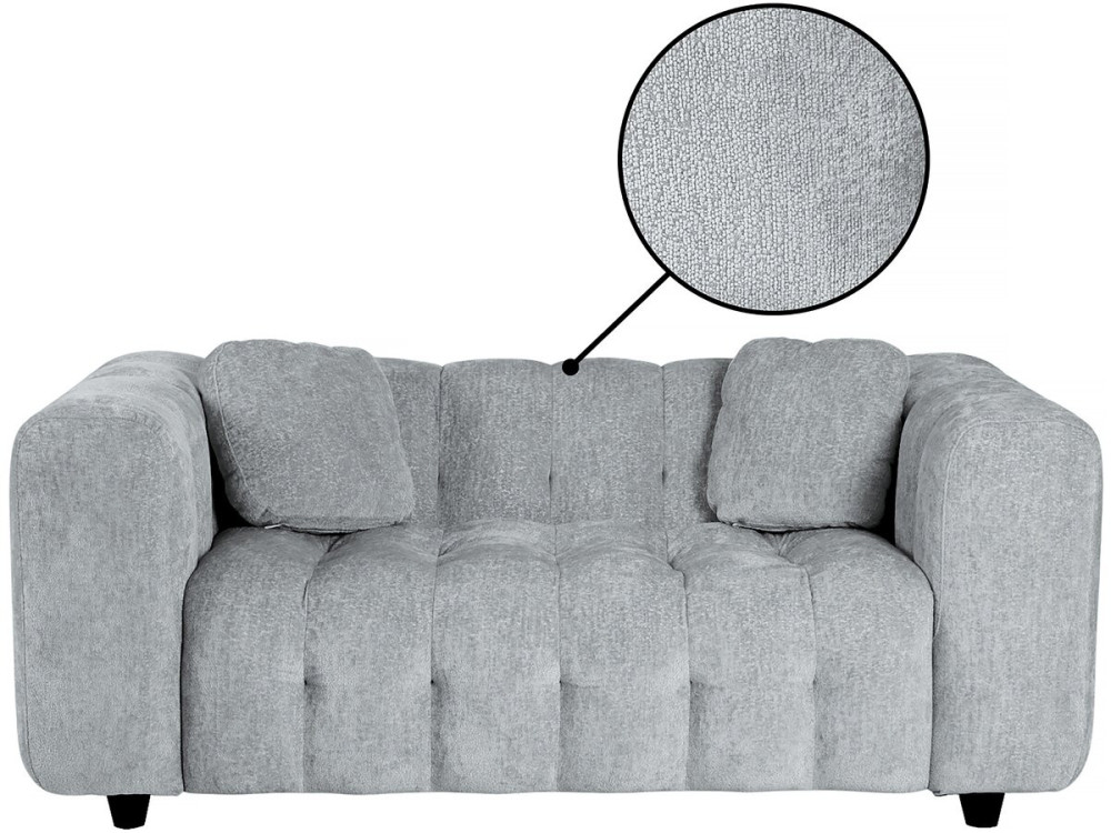 Vendome" straight sofa in chenille fabric - 2 seater - Grey