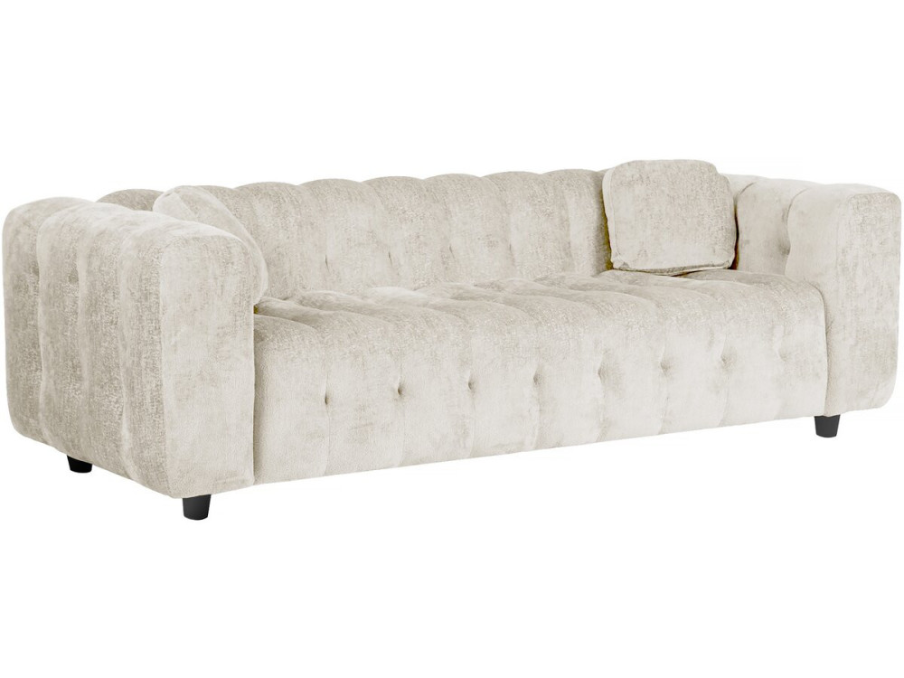 Vendome" straight sofa in chenille fabric - 3 seater - Beige
