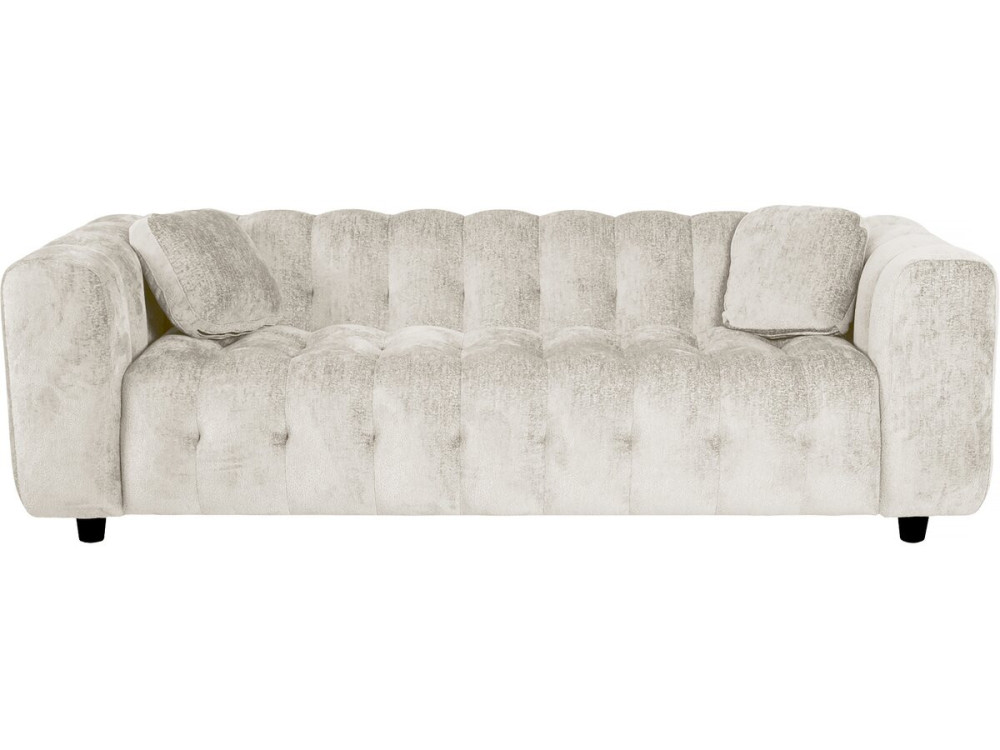 Vendome" straight sofa in chenille fabric - 3 seater - Beige