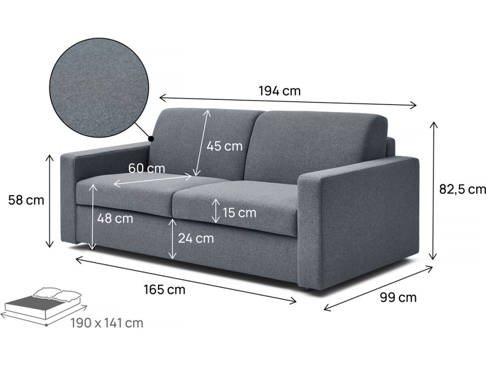 Diana" fabric express sofa bed - Grey