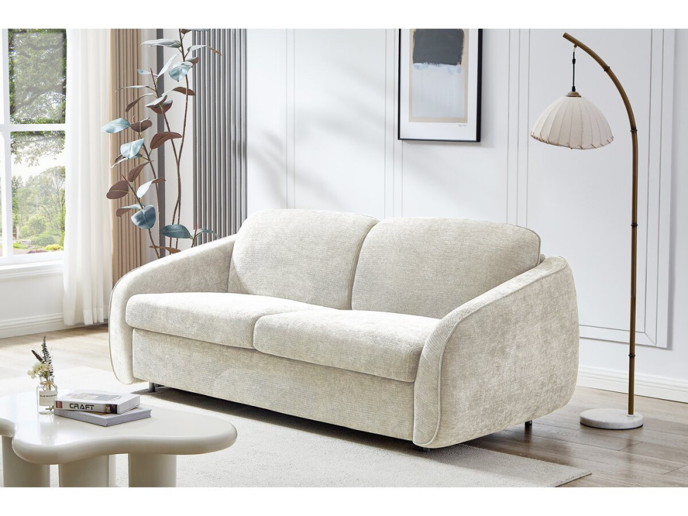 Laurie" express sofa bed in textured fabric - 202 x 107 x 85 cm