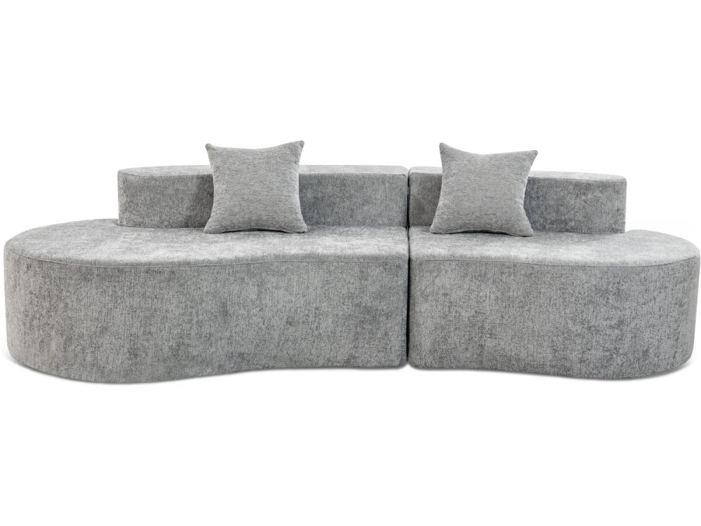 Avola" comma sofa in textured fabric - 3 seater - Grey