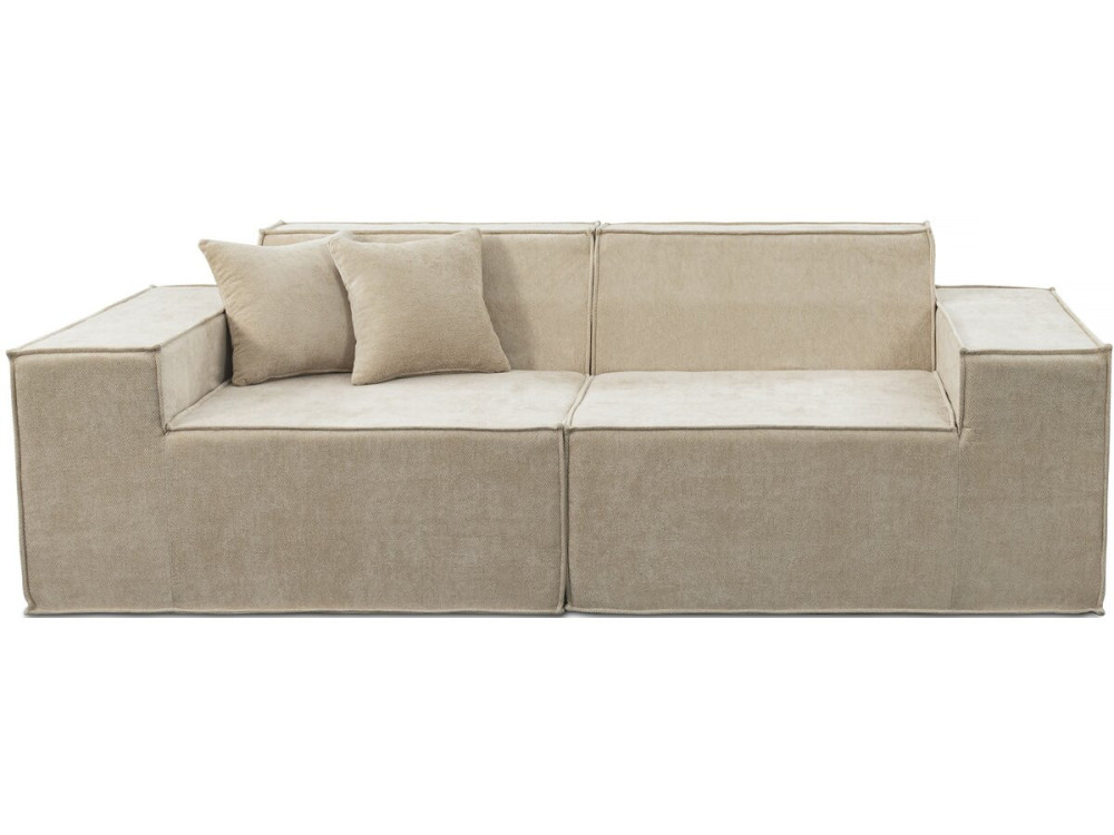 Modular upright sofa in textured fabric "Lusso" - 3 seater - Beige