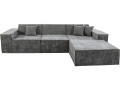 Lusso" modular sofa with ottoman in textured fabric - 4 seater - Grey - GREY
