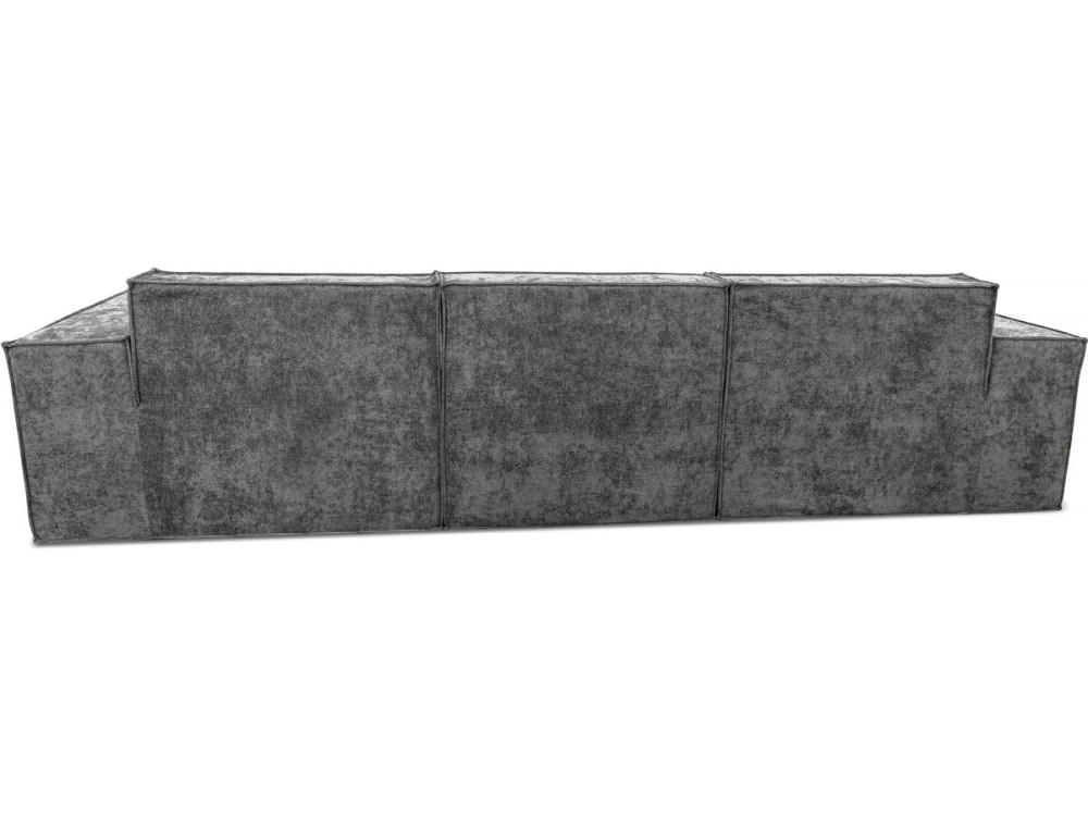 Lusso" modular sofa with ottoman in textured fabric - 4 seater - Grey