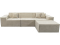 Lusso" modular upright sofa in textured fabric - 3 seater - Grey - Beige
