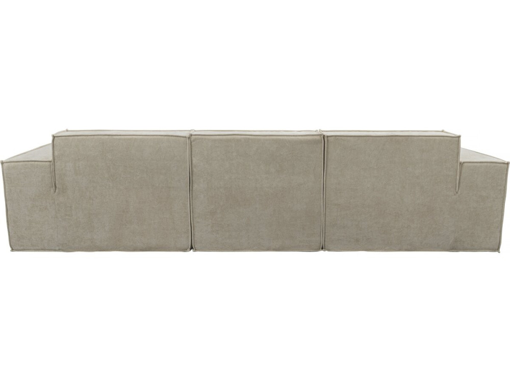 Modular sofa with ottoman in textured fabric "Lusso" - 4 seater - Beige