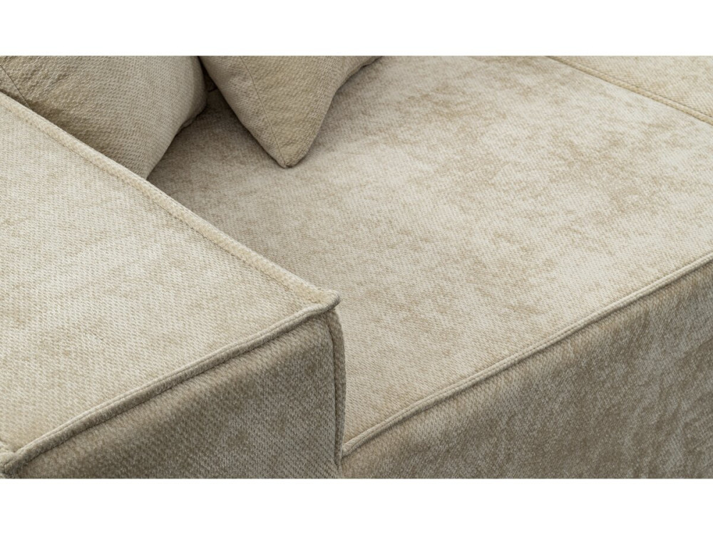 Modular sofa with ottoman in textured fabric "Lusso" - 4 seater - Beige