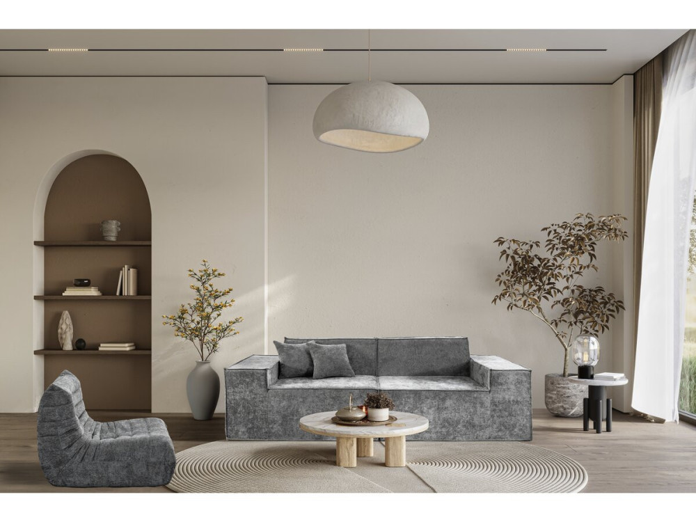 Lusso" modular upright sofa in textured fabric - 3 seater - Grey