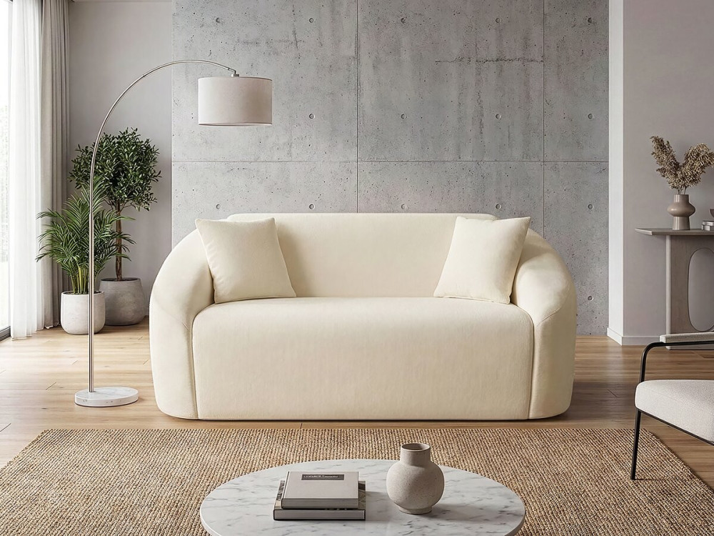 Ondine" fabric upright sofa - 2 seater - Beige