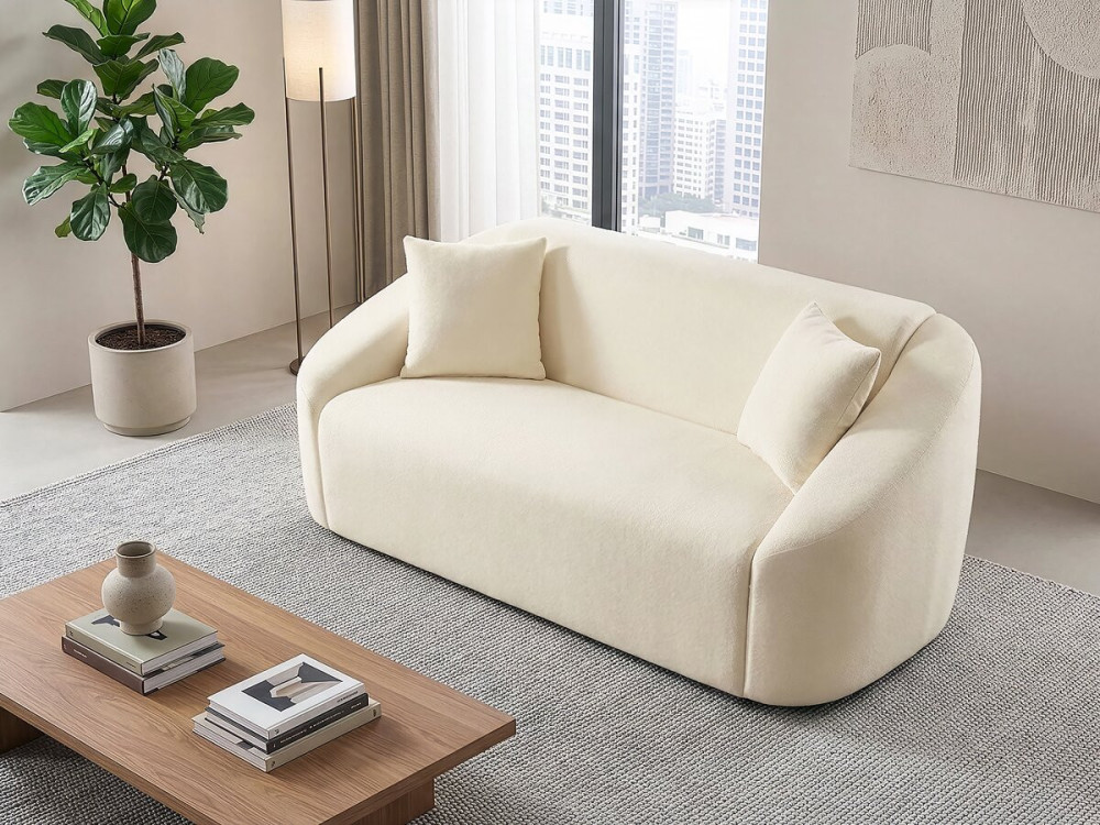Ondine" fabric upright sofa - 2 seater - Beige