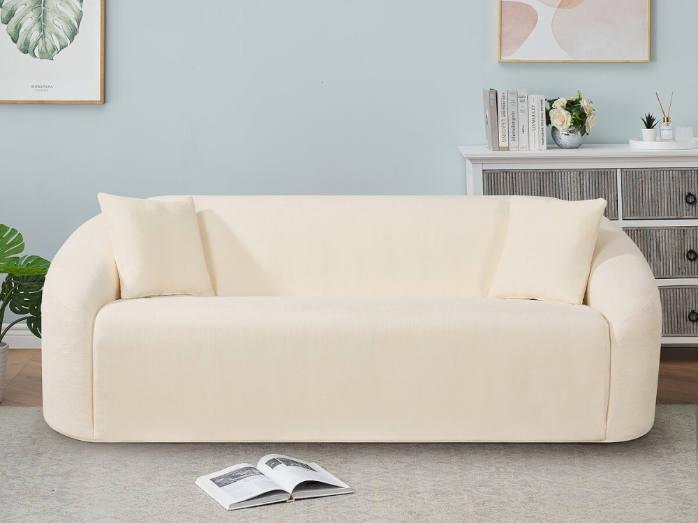 Ondine" fabric upright sofa - 3 seater - Beige