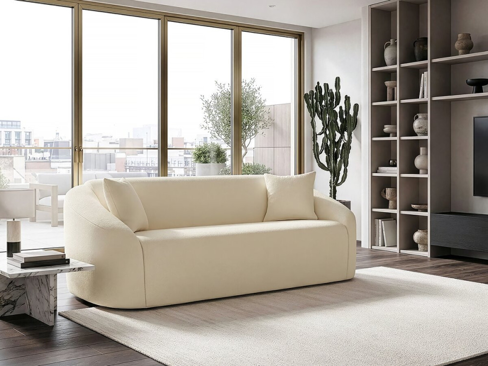 Ondine" fabric upright sofa - 3 seater - Beige