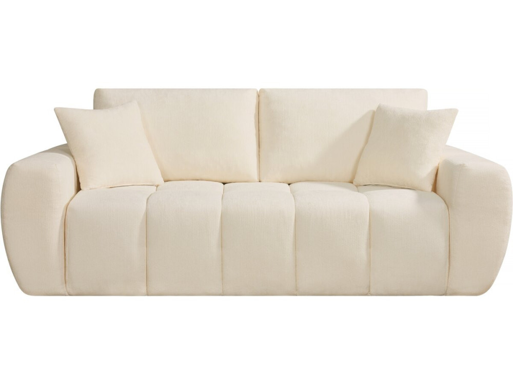 Léonie" straight sofa in bubble fabric - 3 seater - Beige