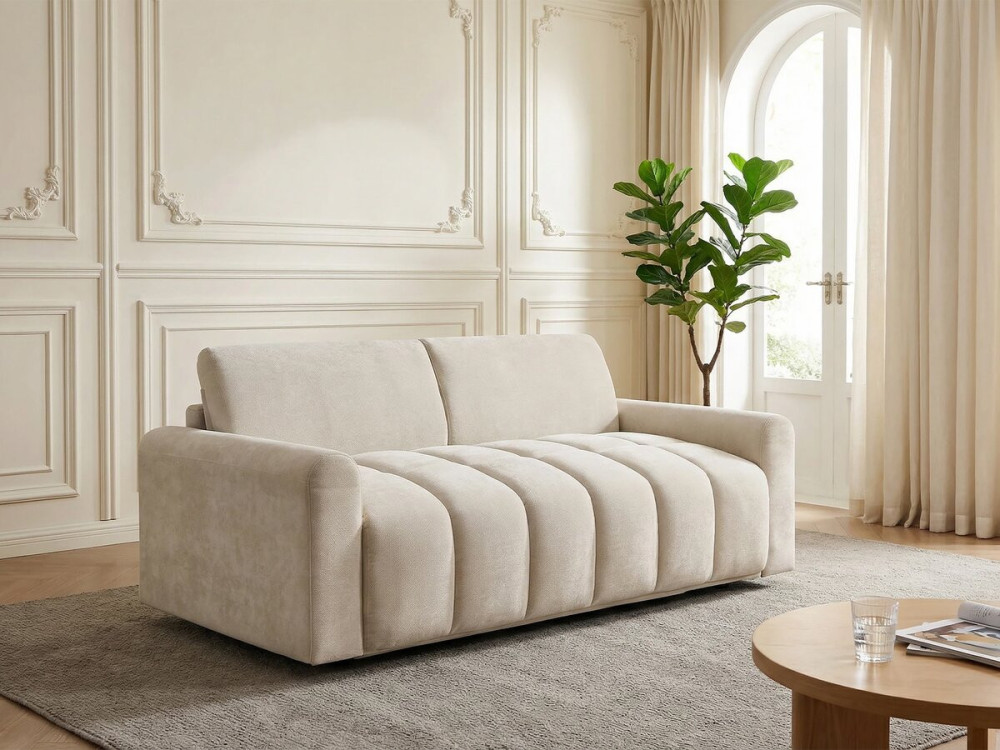 Express convertible sofa bed "Isadora" - Mattress 18 cm - Bedding 140 cm - 3 seater - Beige