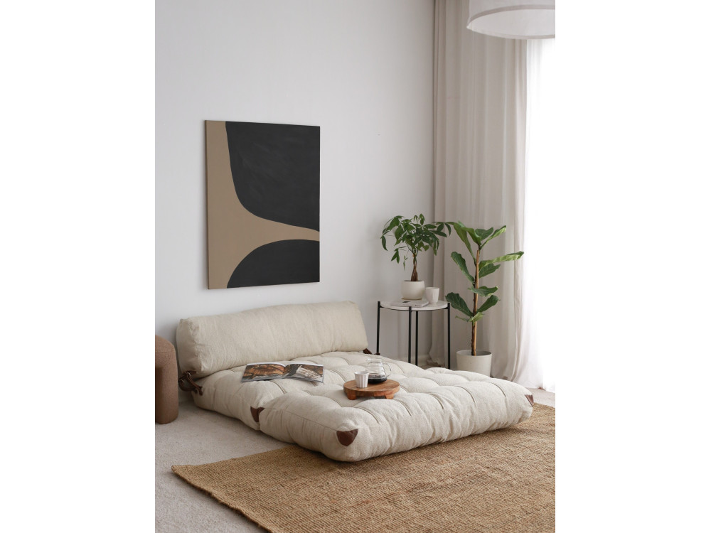 2-seater sofa bed in "Fold" fabric - 120 x 75 x 79 cm - Cream