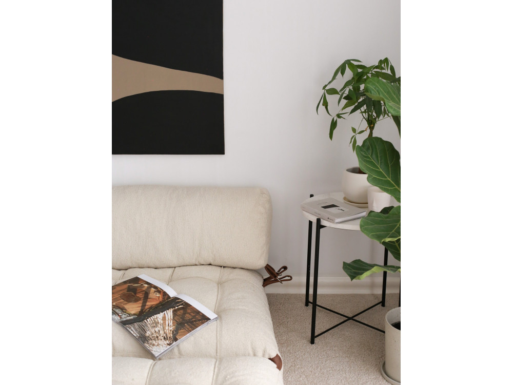 2-seater sofa bed in "Fold" fabric - 120 x 75 x 79 cm - Cream