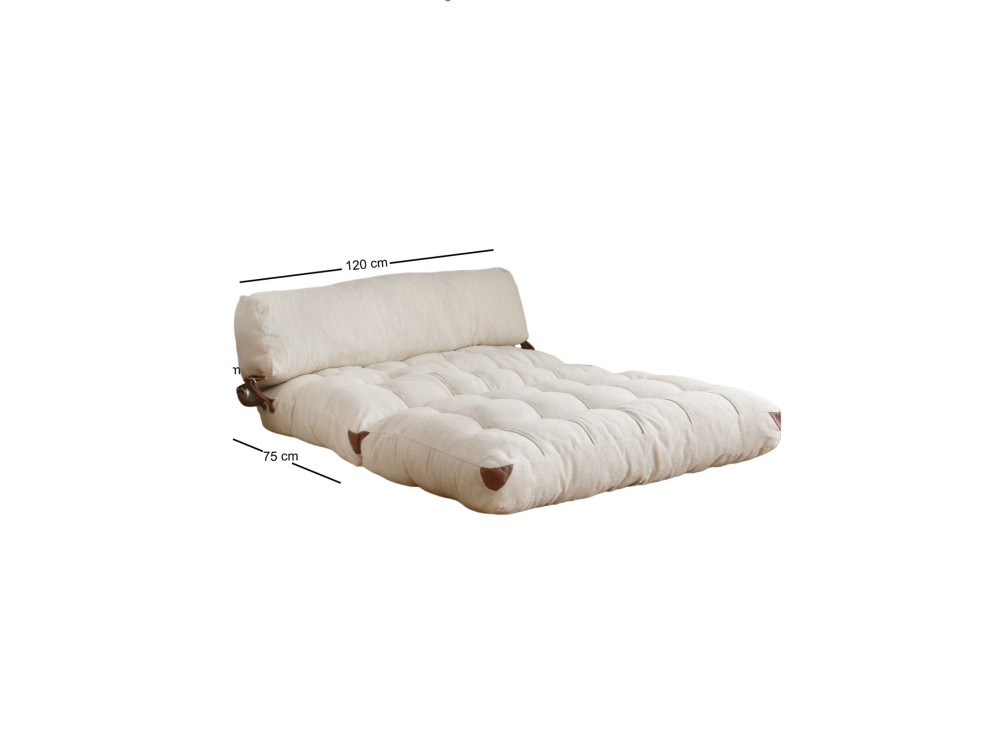 2-seater sofa bed in "Fold" fabric - 120 x 75 x 79 cm - Cream