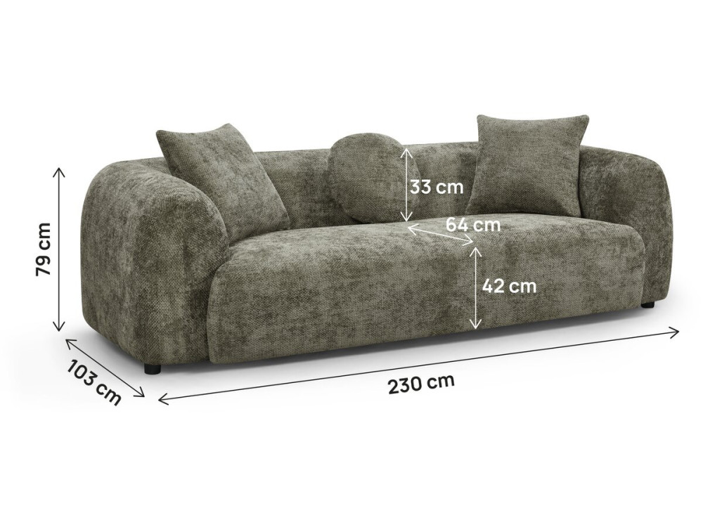 "Faubourg" Straight Sofa - 3-Seater - Green