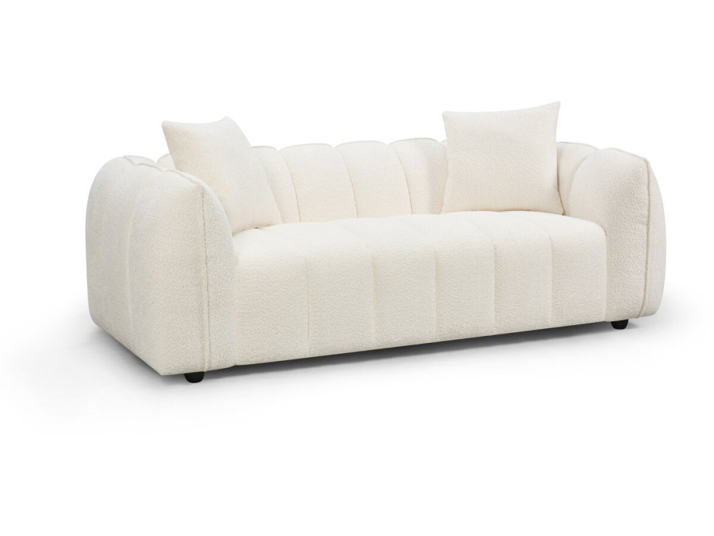 "Balzac" Bubble-Style Fabric Straight Sofa - 3-Seater - Cream