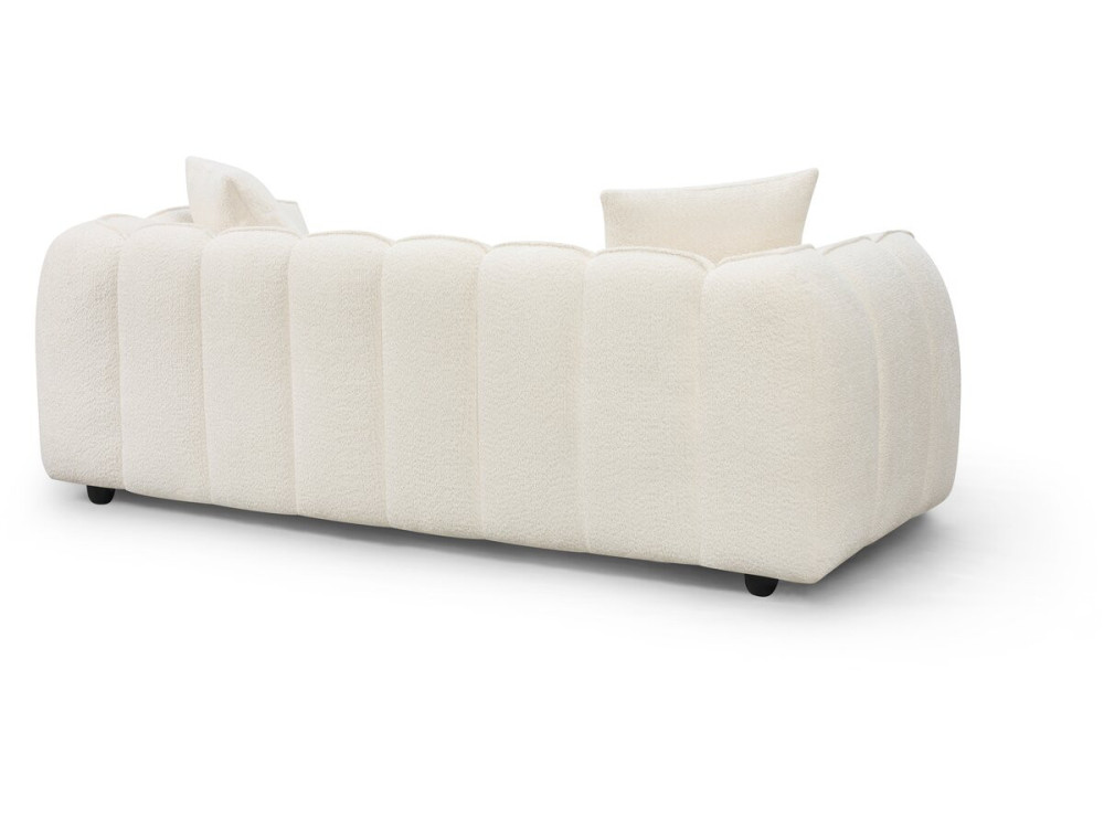 "Balzac" Bubble-Style Fabric Straight Sofa - 3-Seater - Cream