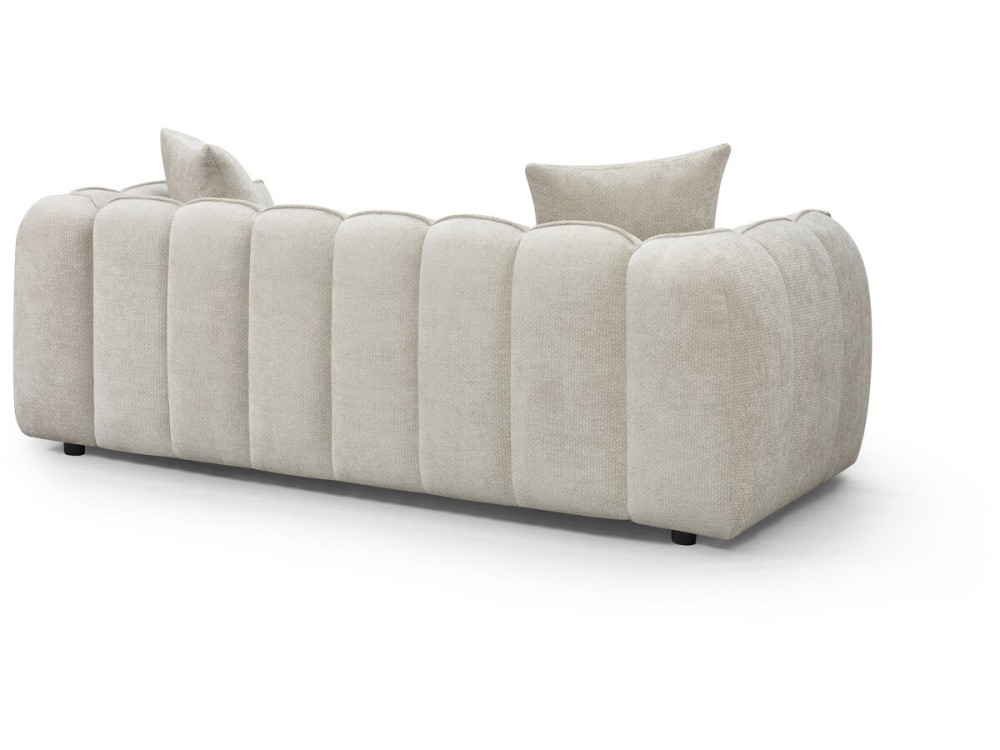 "Balzac" Bubble-Style Fabric Straight Sofa - 3-Seater - Beige