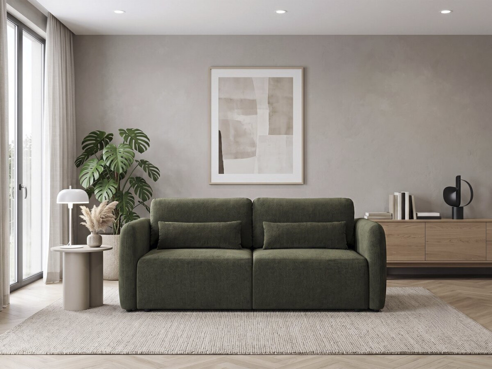 "Concorde" 3-Seater Straight Convertible Fabric Sofa - Green