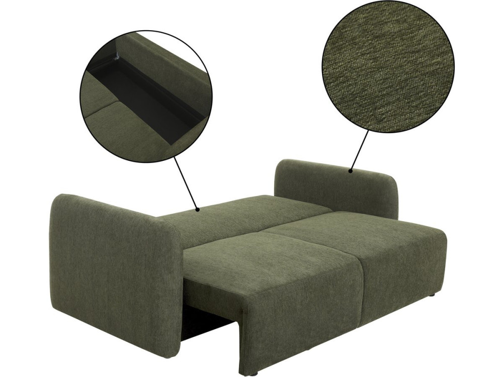 "Concorde" 3-Seater Straight Convertible Fabric Sofa - Green