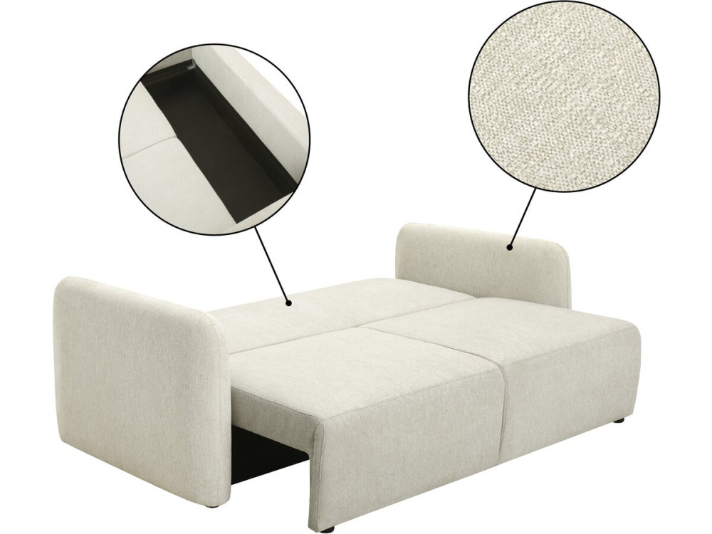"Concorde" 3-Seater Straight Convertible Fabric Sofa - Beige