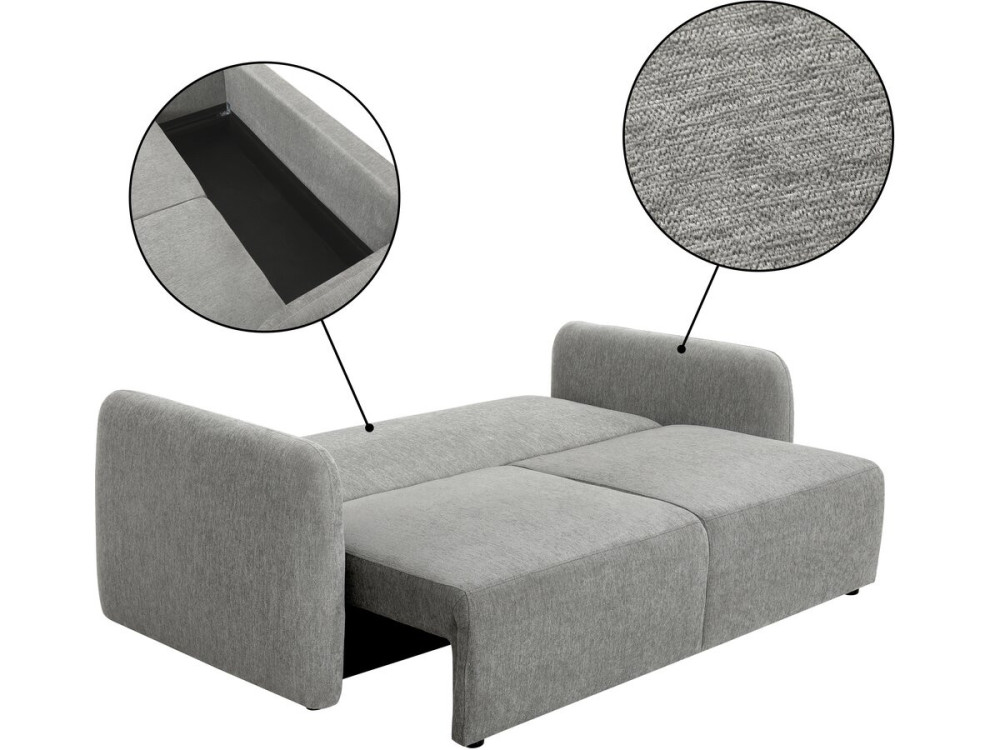 "Concorde" 3-Seater Straight Convertible Fabric Sofa - Gray