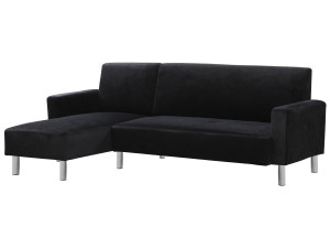 Angled Reversible Fabric Corner Sofa "Rio" - Black