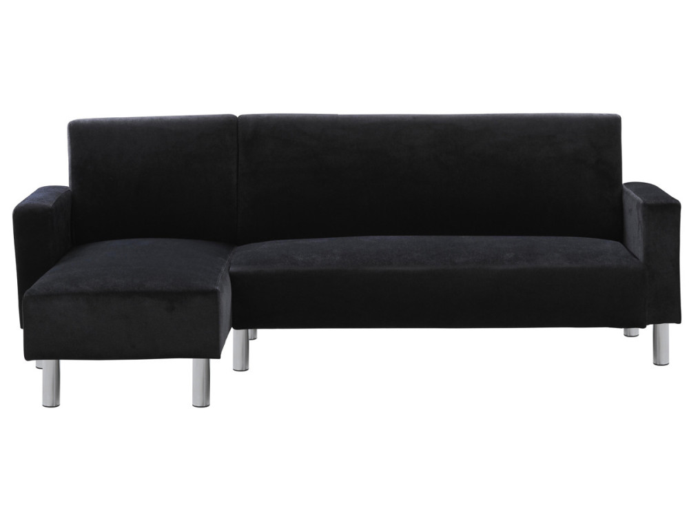 Angled Reversible Fabric Corner Sofa "Rio" - Black