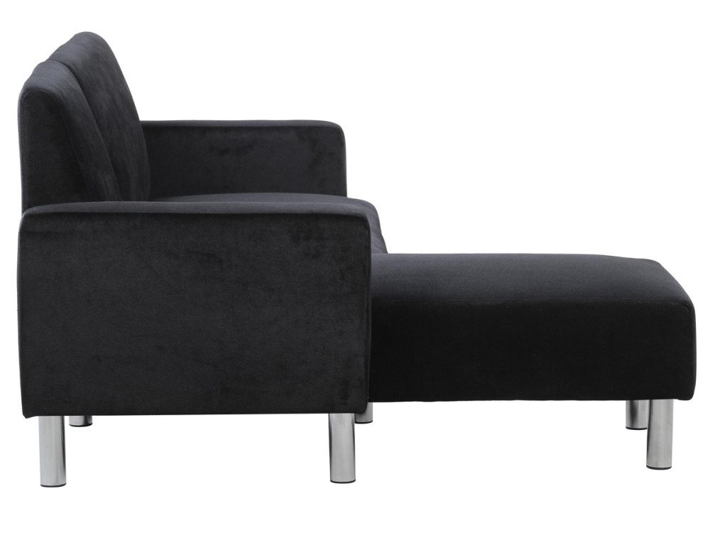 Angled Reversible Fabric Corner Sofa "Rio" - Black