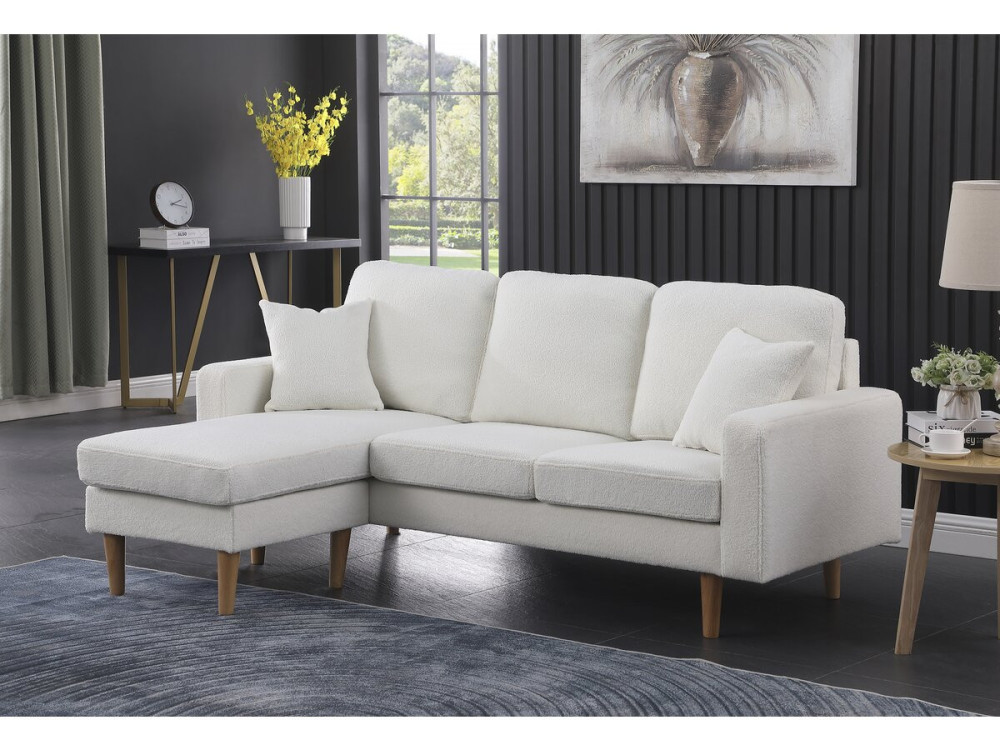 Reversible fabric corner sofa "Gabby" - 3 seater - White