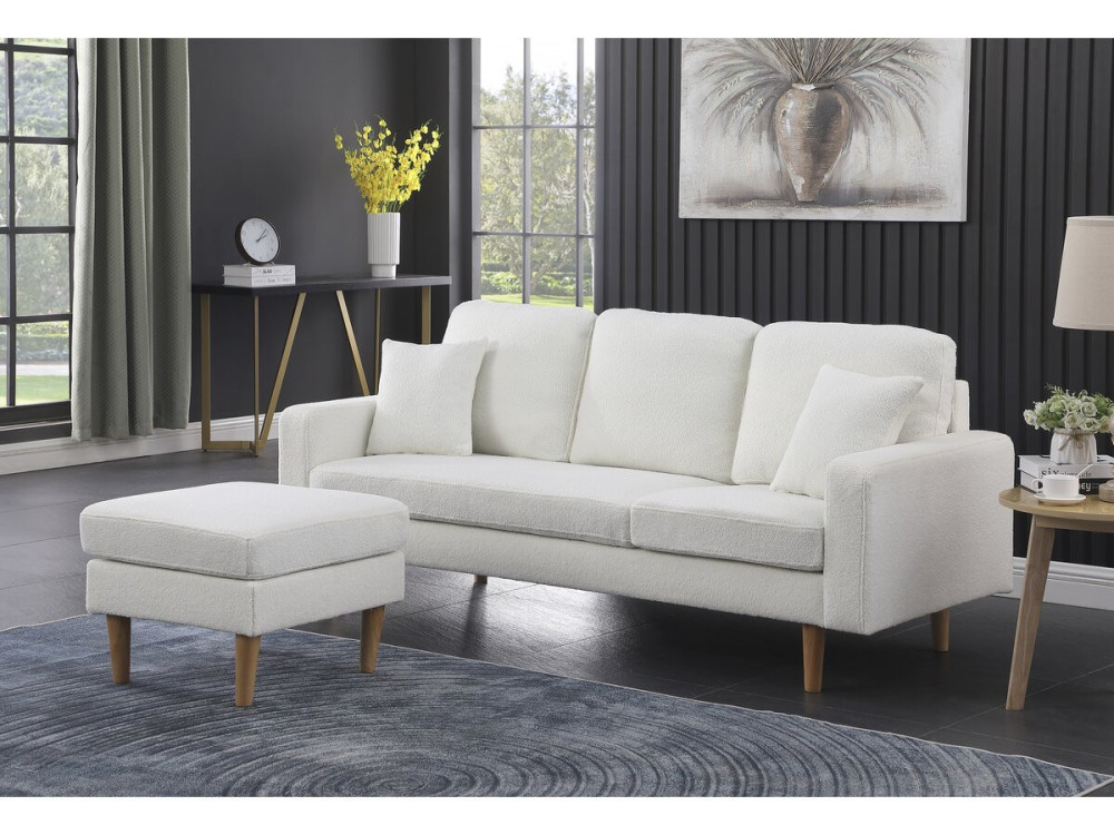 Reversible fabric corner sofa "Gabby" - 3 seater - White
