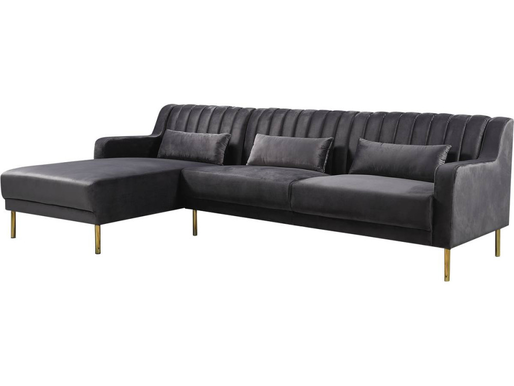 Oliver velvet corner sofa - 275 x 161 x 81 cm - 5 seats - Grey - Left corner