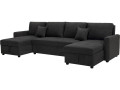 Antoine" panoramic convertible sofa with storage compartments - 5 seater - Dark grey - Grey