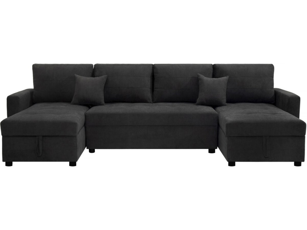 Antoine" panoramic convertible sofa with storage compartments - 5 seater - Dark grey