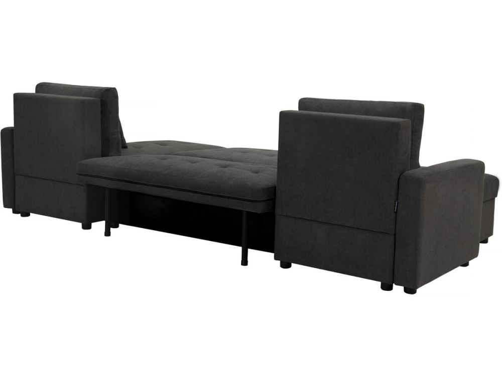 Antoine" panoramic convertible sofa with storage compartments - 5 seater - Dark grey