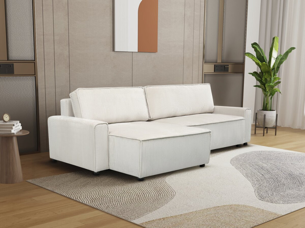 Montaigne convertible and reversible corduroy corner sofa - 3 seats - Beige