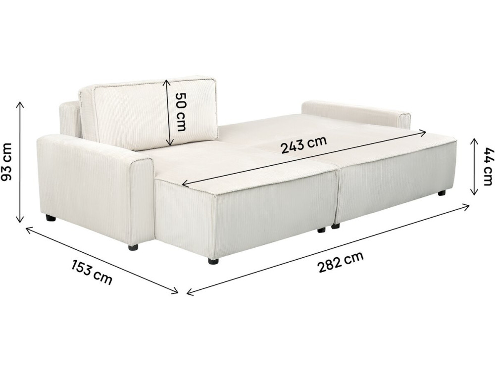 Montaigne convertible and reversible corduroy corner sofa - 3 seats - Beige